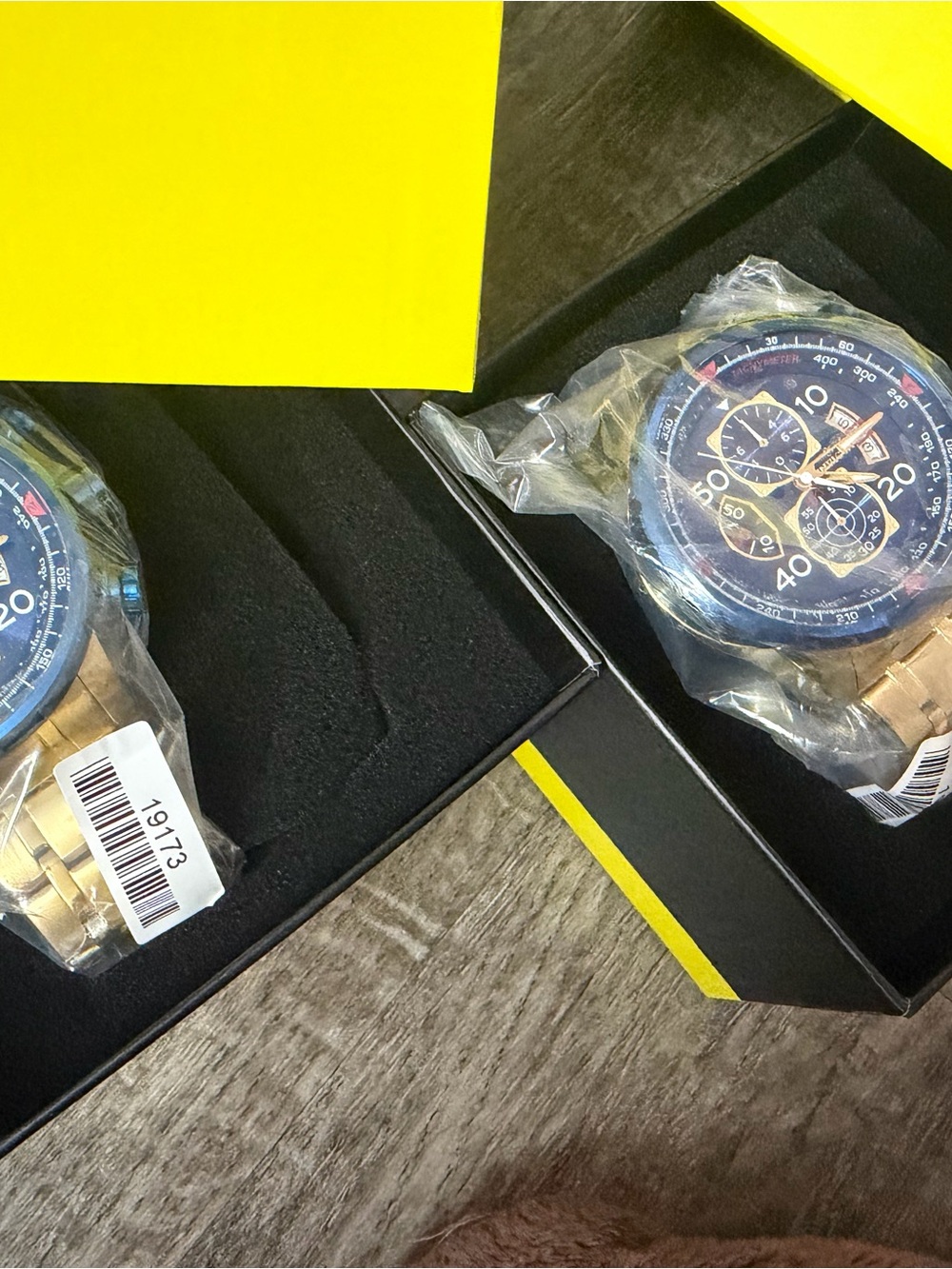 Invicta Men's Gold-Tone Chronograph Watch with Blue Dial bundle